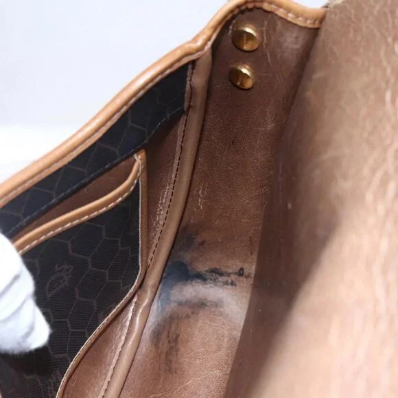 Christian Dior Honeycomb Canvas Shoulder Bag PVC Leather Black Auth BA6822 - Picture 13 of 16